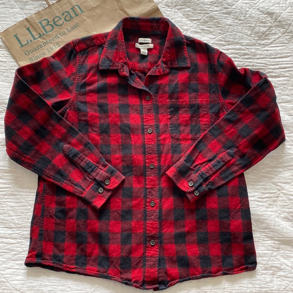 LL Bean Scotch Plaid Flannel Shirt